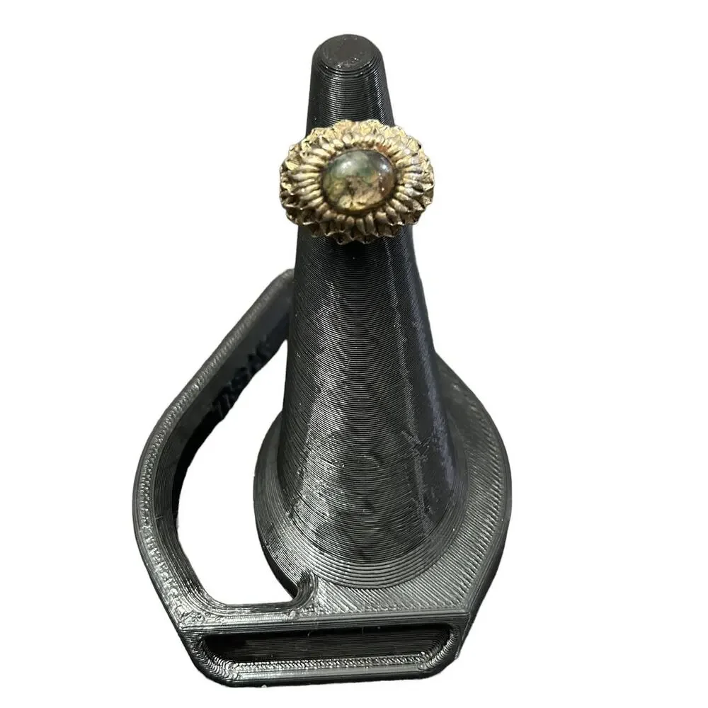 Vintage Small Costume Jewelry Ring Sits High Abalone Stone Adjustable  5